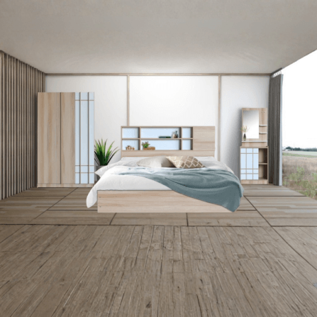 ชุดห้องนอน + ที่นอน PVC 5 ฟุต WISDOM DESIGN FURNITURE รุ่น NANA-S สีบัตเตอร์/ขาว_5